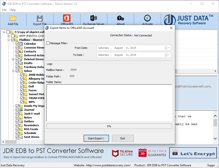 Saving Mailbox into PST File Process