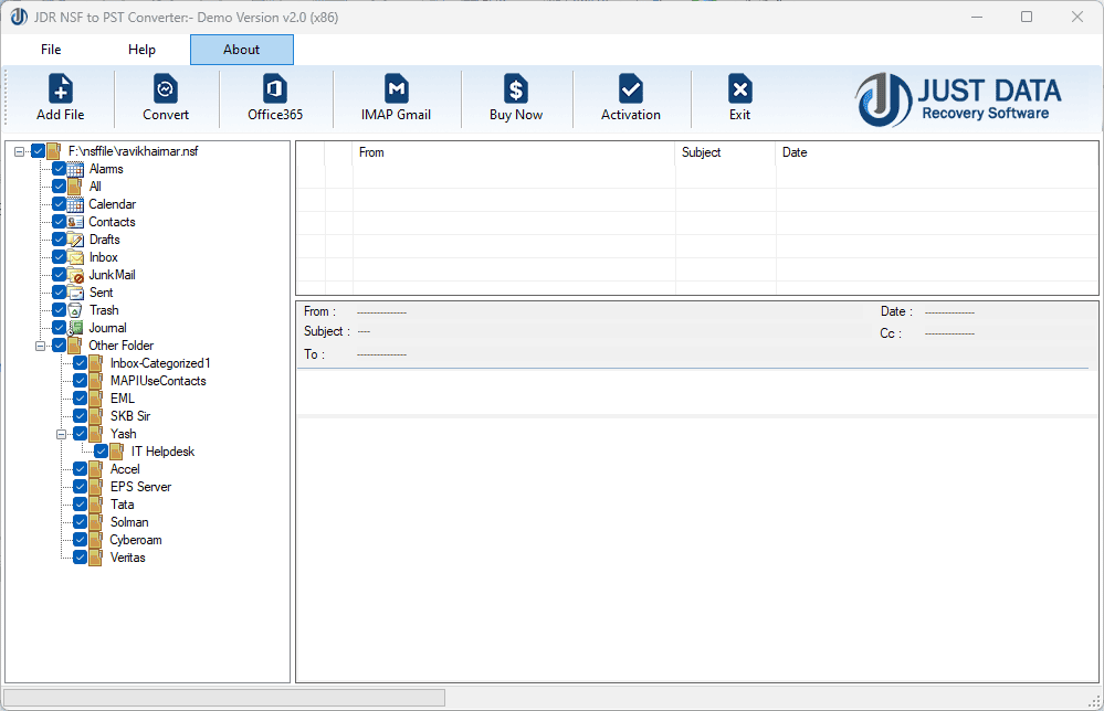 JDR NSF to PST Converter