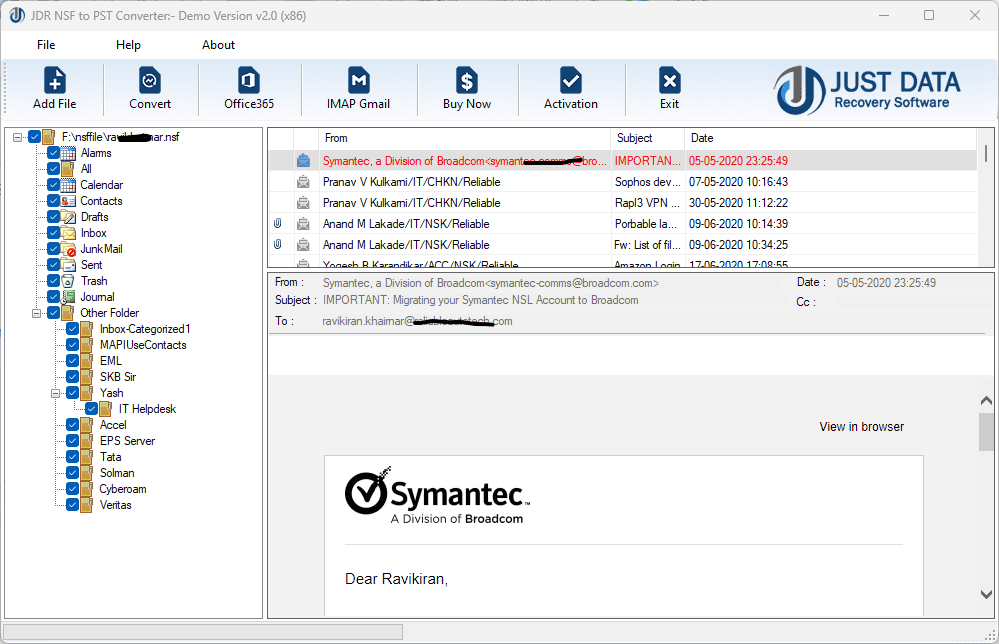 JDR NSF to PST Converter