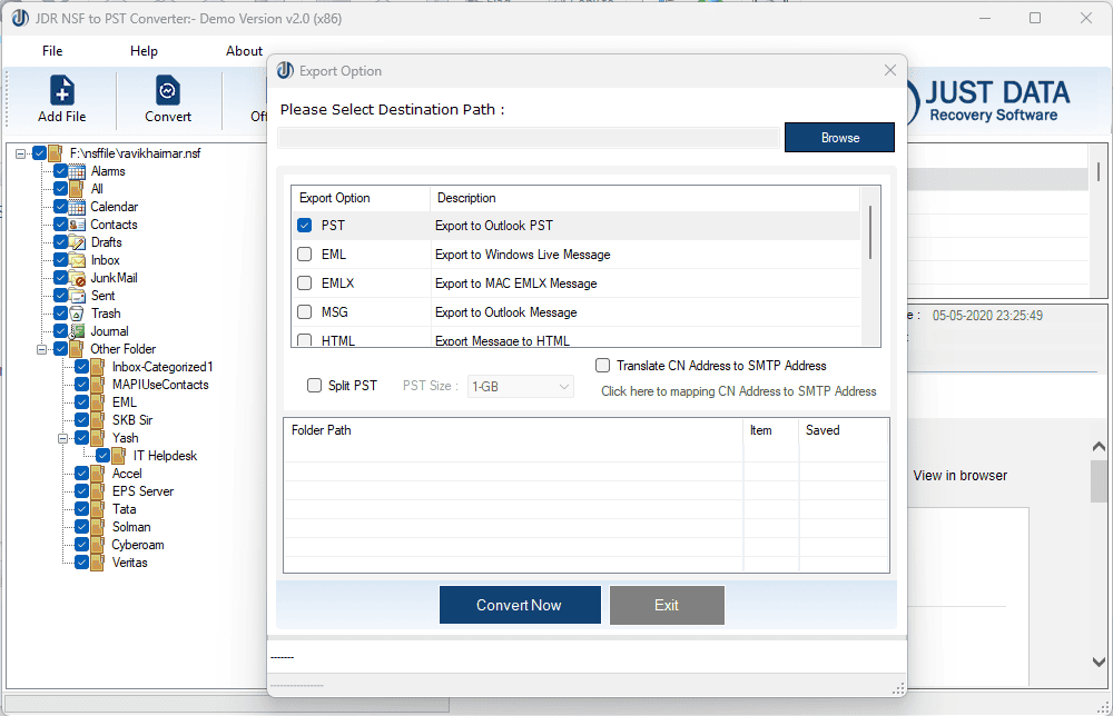 JDR NSF to PST Converter