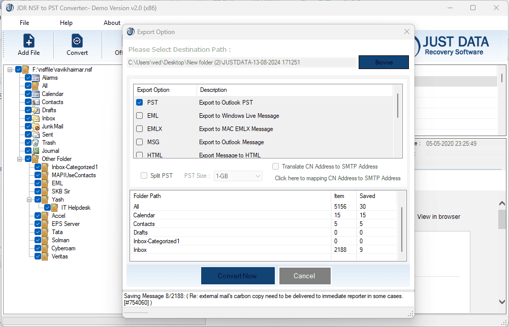 JDR NSF to PST Converter