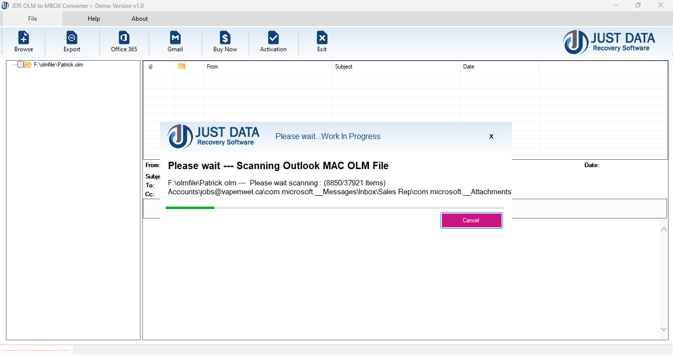 Scanning Exchange EDB file
